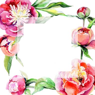 Kır çiçeği Şakayık çiçeği çerçeve suluboya tarzında.