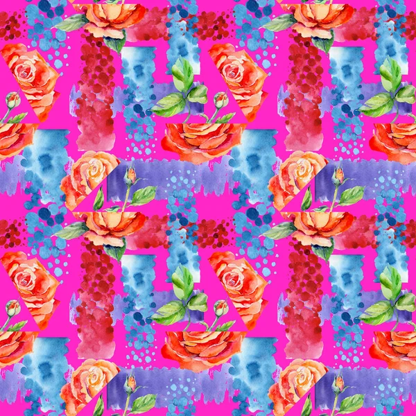 Kır çiçeği gül çiçek deseni suluboya tarzında.