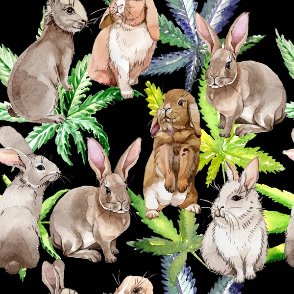 Kanin vilda djur mönster i akvarell stil. — Stockfoto