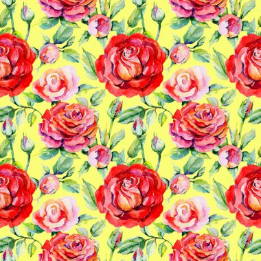 Kır çiçeği rosa çiçek deseni suluboya tarzında.