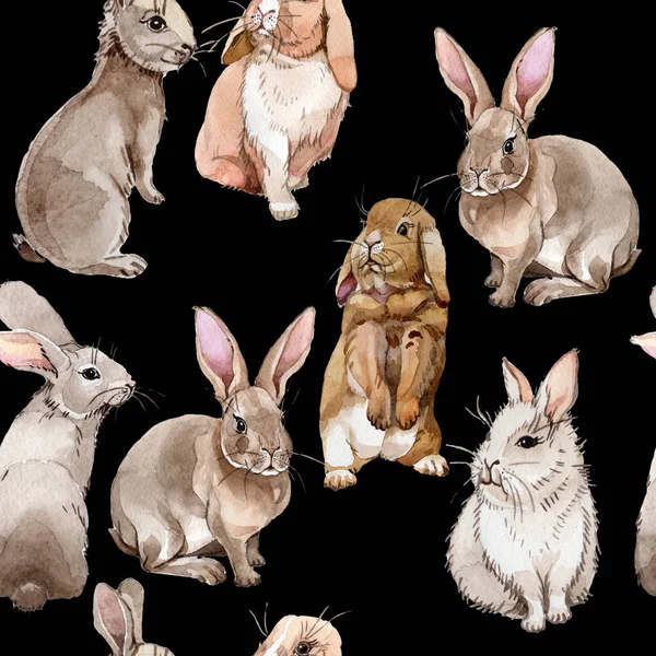 Kanin vilda djur mönster i akvarell stil. — Stockfoto
