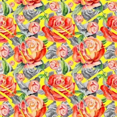 Kır çiçeği gül çiçek deseni suluboya tarzında.