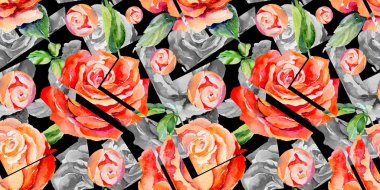 Kır çiçeği gül çiçek deseni suluboya tarzında.