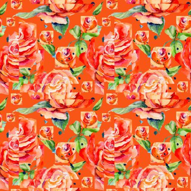 Kır çiçeği gül çiçek deseni suluboya tarzında.