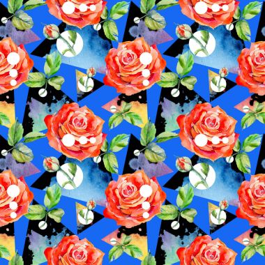 Kır çiçeği gül çiçek deseni suluboya tarzında.