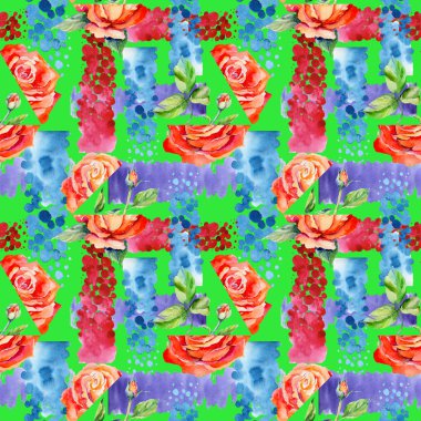 Kır çiçeği gül çiçek deseni suluboya tarzında.