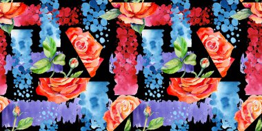 Kır çiçeği gül çiçek deseni suluboya tarzında.