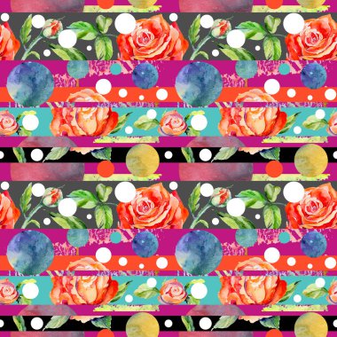 Kır çiçeği gül çiçek deseni suluboya tarzında.