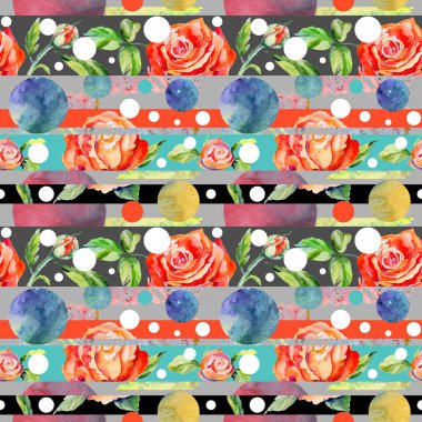 Kır çiçeği gül çiçek deseni suluboya tarzında.