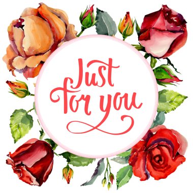 Kır çiçeği gül çiçek çerçeve suluboya tarzında.