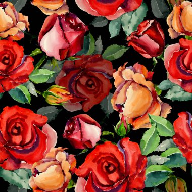 Kır çiçeği gül çiçek deseni suluboya tarzında.