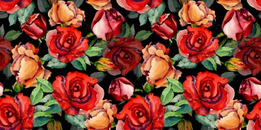 Kır çiçeği gül çiçek deseni suluboya tarzında.