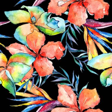 Tropikal Hawaii palmiye ağacı desen bir suluboya tarzında bırakır..