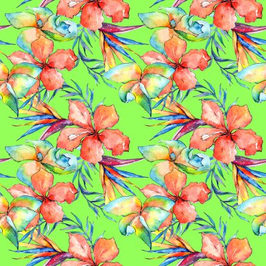 Tropikal Hawaii palmiye ağacı desen bir suluboya tarzında bırakır..