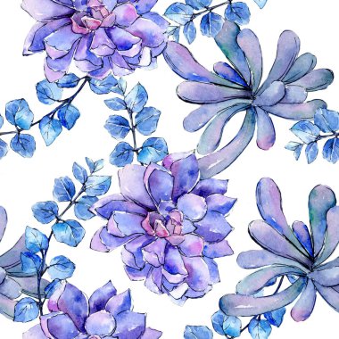 Tropikal Hawaii aloe ağaç desen bir suluboya tarzında bırakır. .