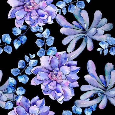 Tropikal Hawaii aloe ağaç desen bir suluboya tarzında bırakır. .