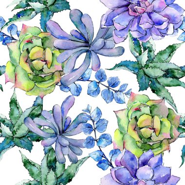 Tropikal Hawaii aloe ağaç desen bir suluboya tarzında bırakır. .