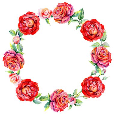 Kır çiçeği rosa çiçek çelenk suluboya tarzında .