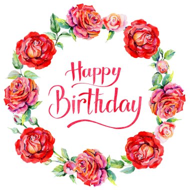 Kır çiçeği rosa çiçek çelenk suluboya tarzında .