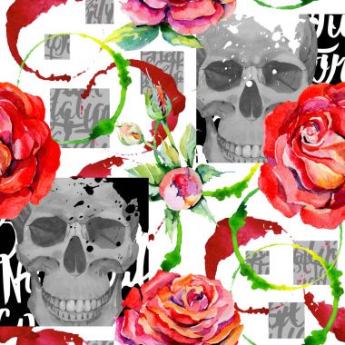 Kır çiçeği rosa çiçek deseni suluboya tarzında.