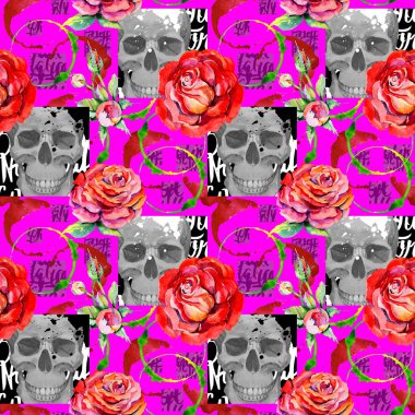 Kır çiçeği rosa çiçek deseni suluboya tarzında.