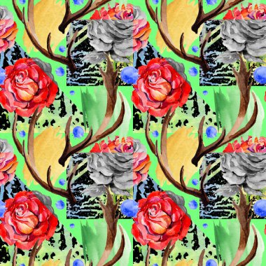 Kır çiçeği rosa çiçek deseni suluboya tarzında.