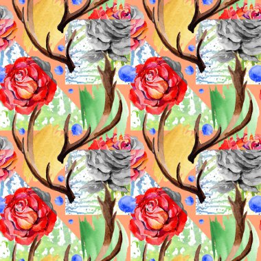 Kır çiçeği rosa çiçek deseni suluboya tarzında.