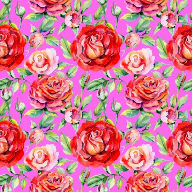 Kır çiçeği rosa çiçek deseni suluboya tarzında.