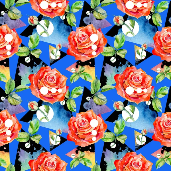 Kır çiçeği gül çiçek deseni suluboya tarzında.