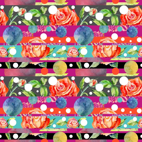 Kır çiçeği gül çiçek deseni suluboya tarzında.