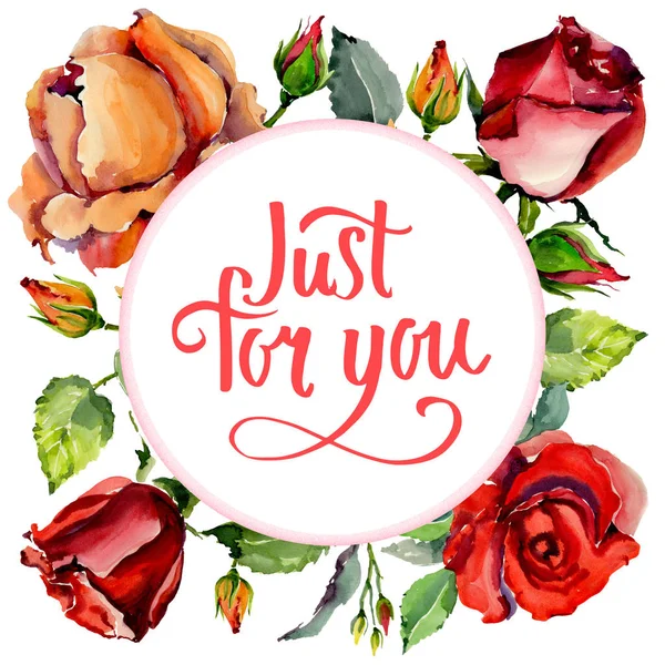 Kır çiçeği gül çiçek çerçeve suluboya tarzında.