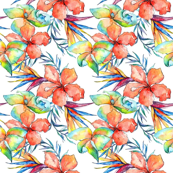 Tropikal Hawaii palmiye ağacı desen bir suluboya tarzında bırakır..