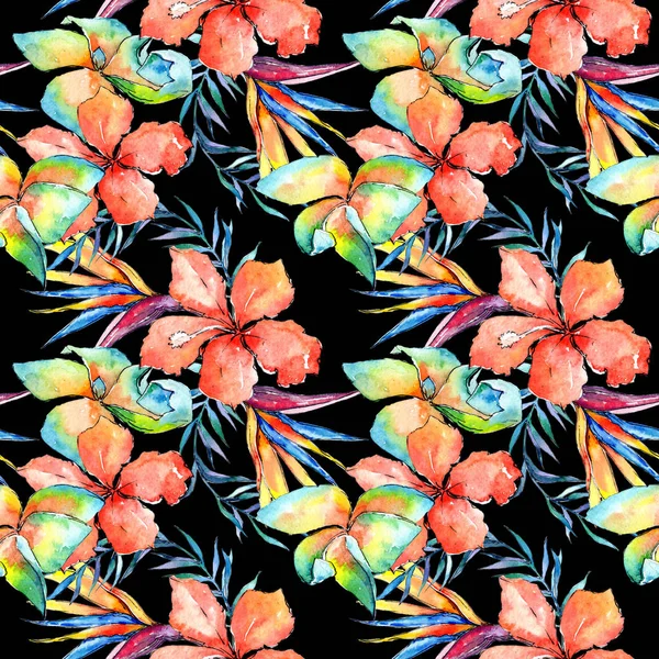 Tropikal Hawaii palmiye ağacı desen bir suluboya tarzında bırakır..