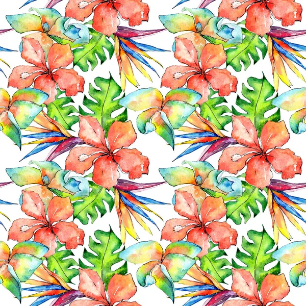 Tropikal Hawaii palmiye ağacı desen bir suluboya tarzında bırakır..