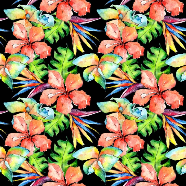 Tropical Hawaii laisse le modèle de palmier dans un style aquarelle . — Photo