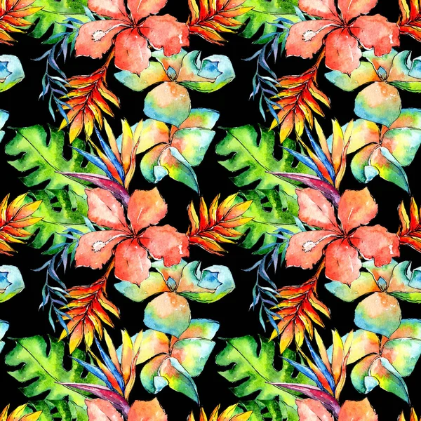 Tropikal Hawaii palmiye ağacı desen bir suluboya tarzında bırakır..