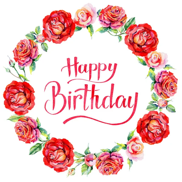 Kır çiçeği rosa çiçek çelenk suluboya tarzında .