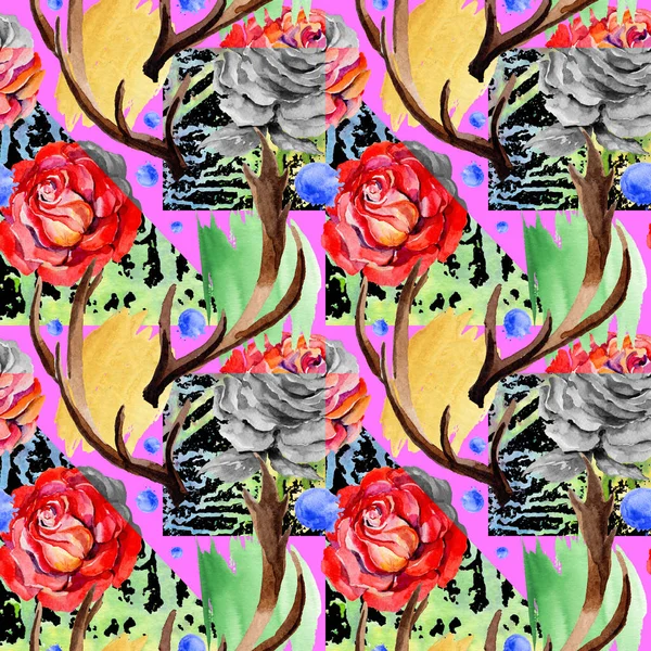 Kır çiçeği rosa çiçek deseni suluboya tarzında.