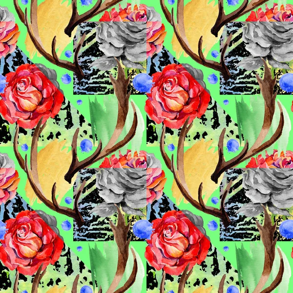 Kır çiçeği rosa çiçek deseni suluboya tarzında.