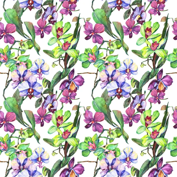 Kır çiçeği orkide çiçek deseni suluboya tarzında.