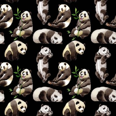 Panda vahşi hayvan desen suluboya tarzında.