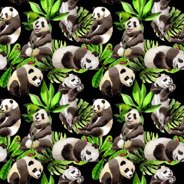 Panda vahşi hayvan desen suluboya tarzında.