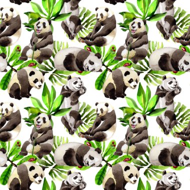 Panda vahşi hayvan desen suluboya tarzında.