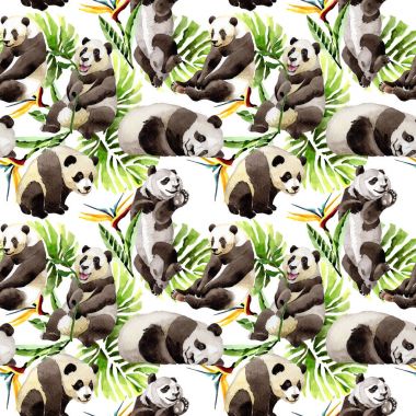 Panda vahşi hayvan desen suluboya tarzında.