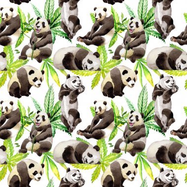 Panda vahşi hayvan desen suluboya tarzında.