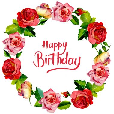 Kır çiçeği gül çiçek çelenk suluboya tarzında.