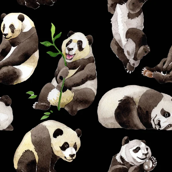 Panda vahşi hayvan desen suluboya tarzında.