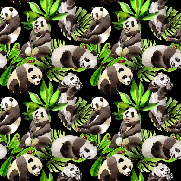 Patrón animal salvaje Panda en un estilo acuarela . —  Fotos de Stock