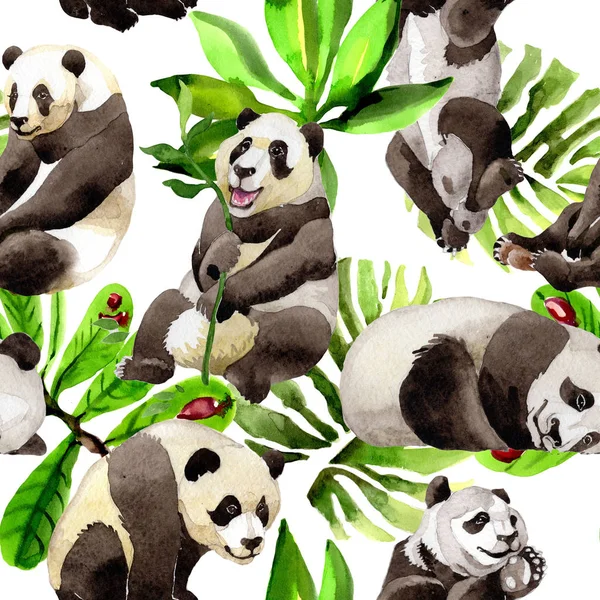 Panda vahşi hayvan desen suluboya tarzında.