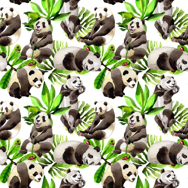 Patrón animal salvaje Panda en un estilo acuarela . —  Fotos de Stock